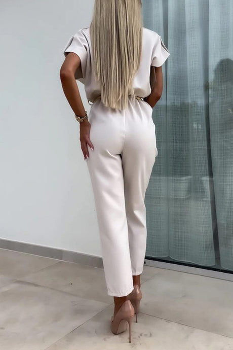 Arolora Cap Sleeve High Waist Cargo Jumpsuits