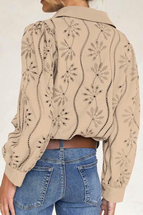 Hollow Out Puff Sleeve Blouse