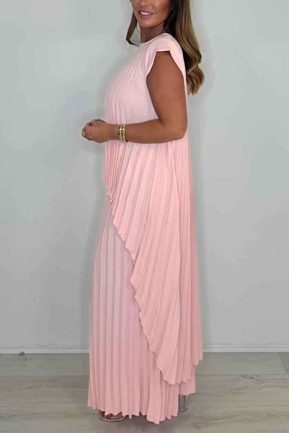 High-Low Pleated Tank Top Pants Set