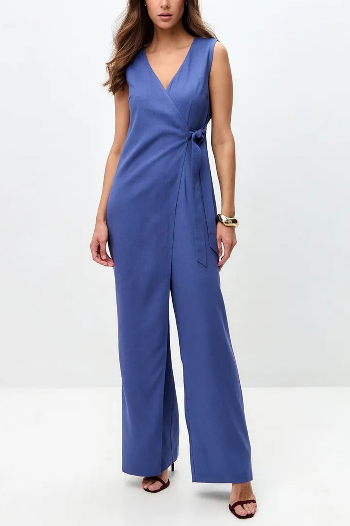 V Neck Zip-up Strappy Jumpsuits