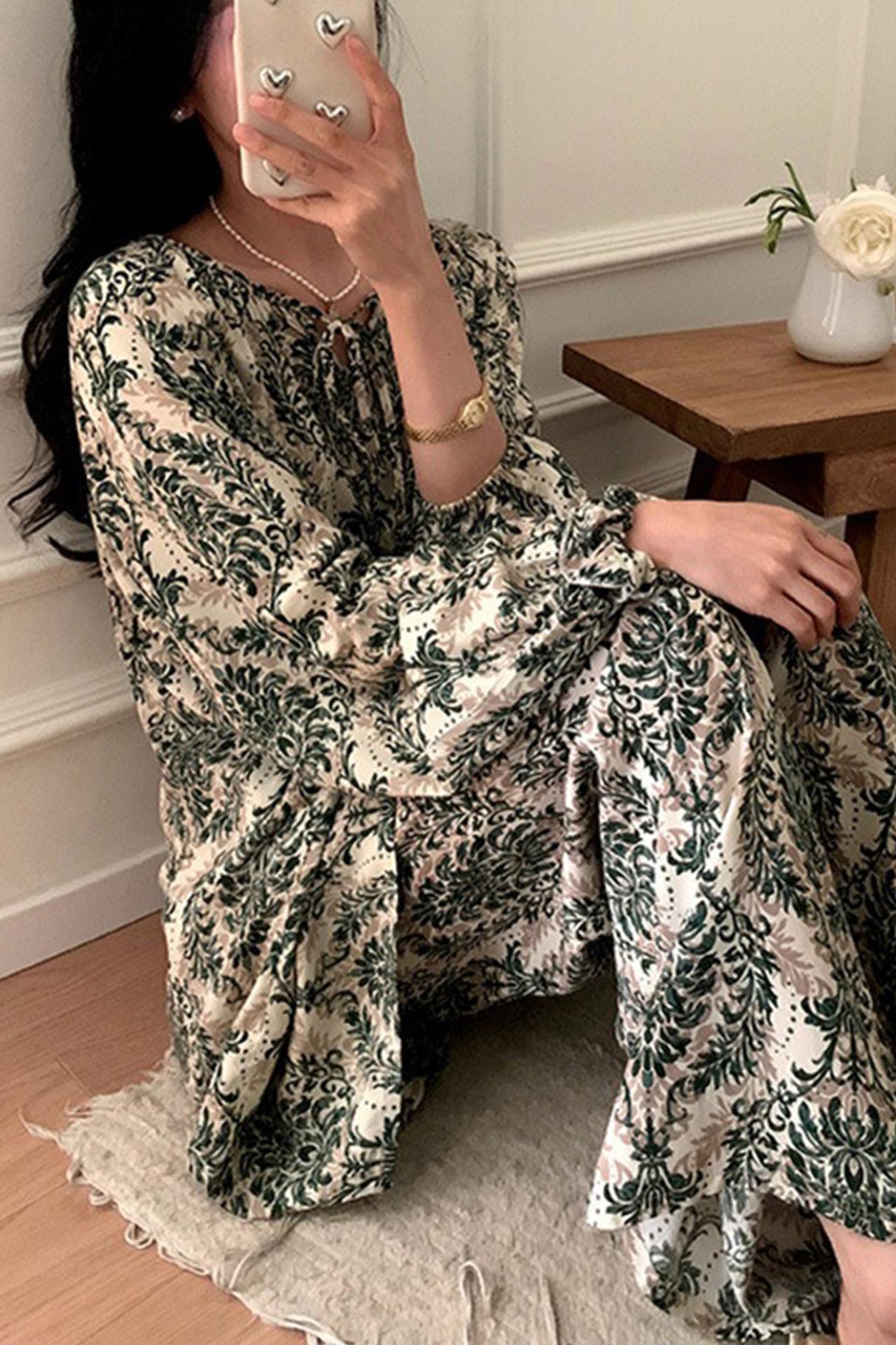 Arolora Printed Tie-up Oversize Loungewear