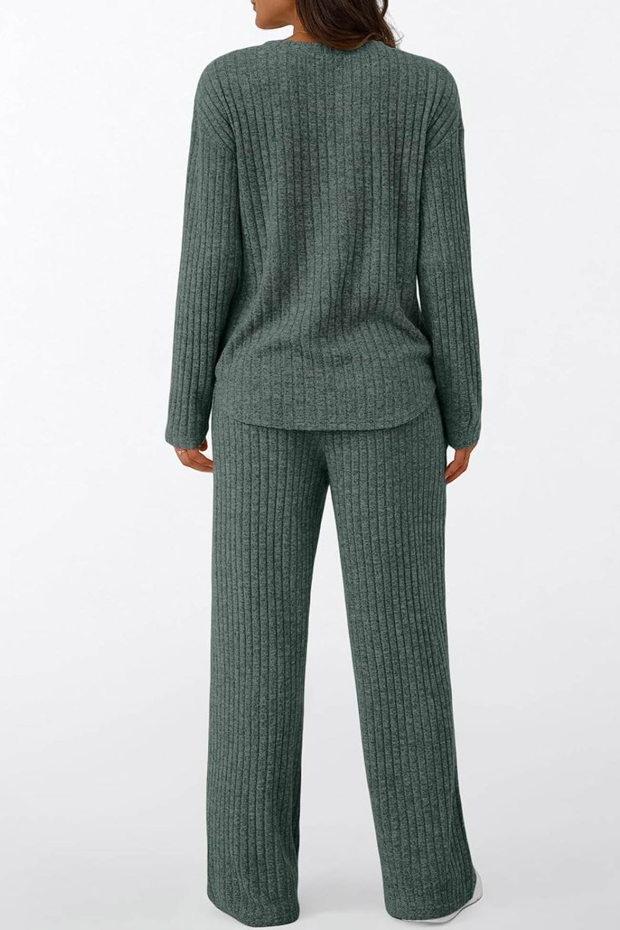 Ribbed Pitted Brushed Two Piece Pants Set