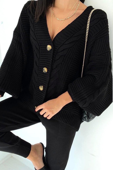 Cable Knit Cardigan Pencil Pants Set