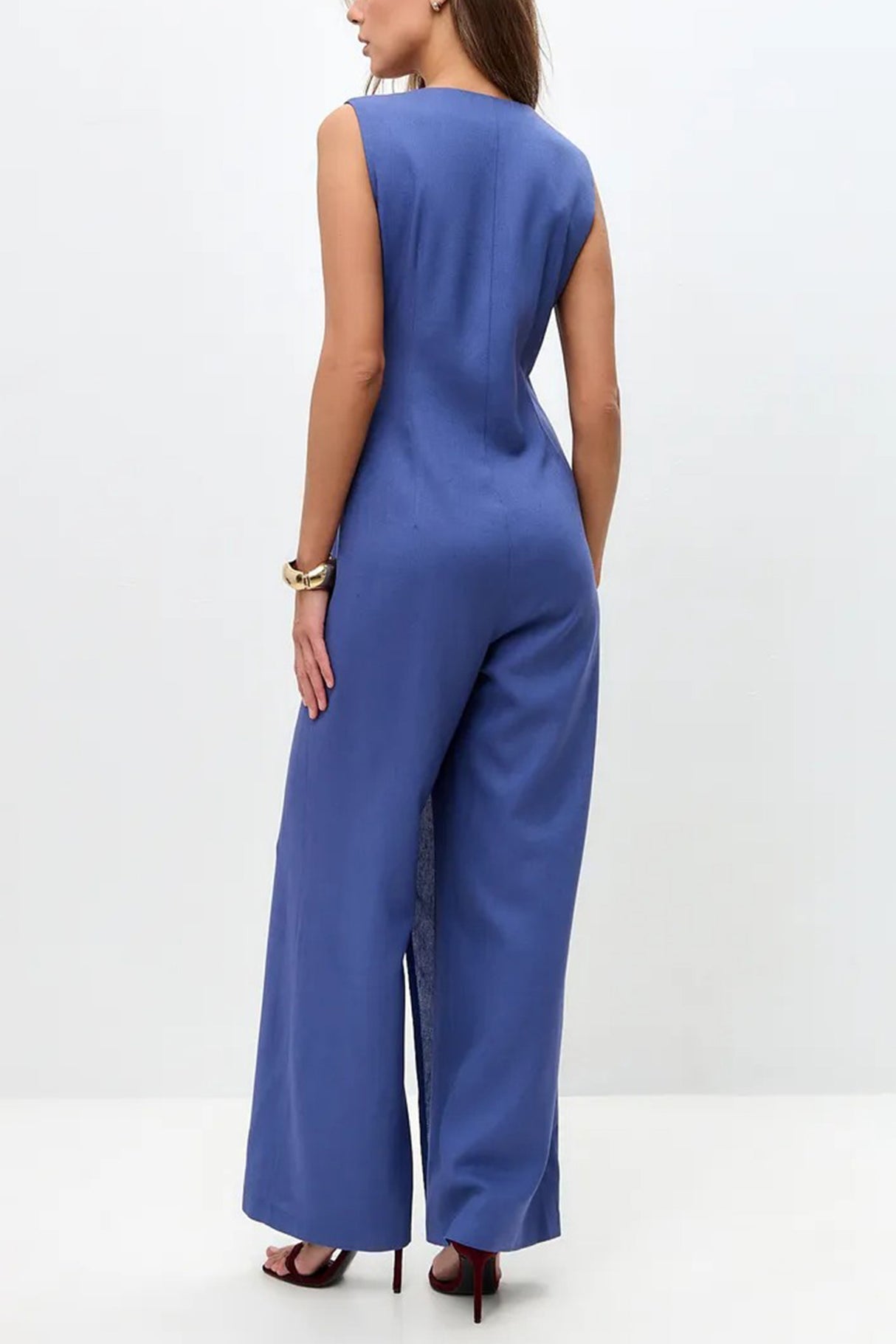 V Neck Zip-up Strappy Jumpsuits