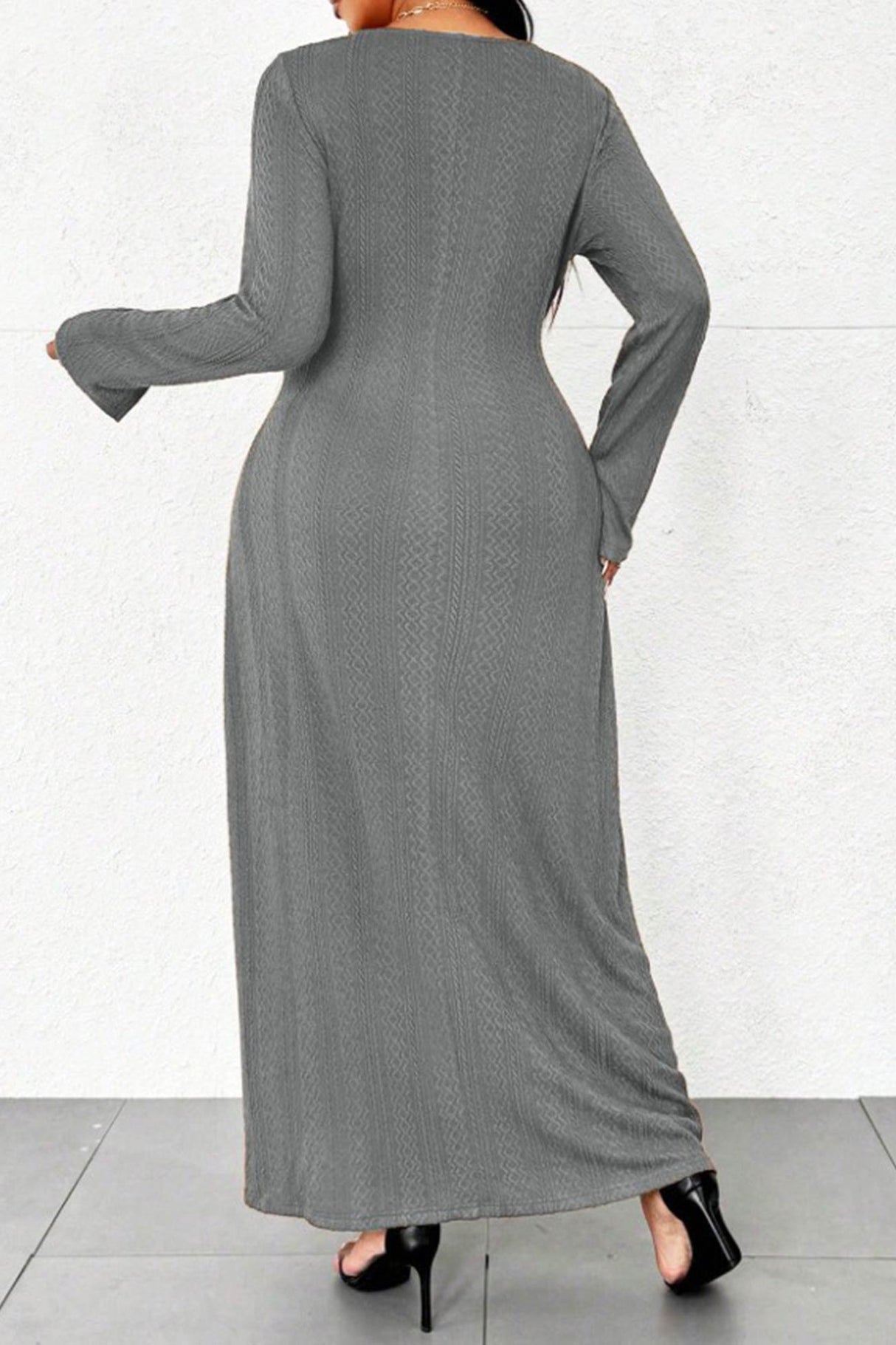 Flare Sleeve Single-breasted Knit Dress