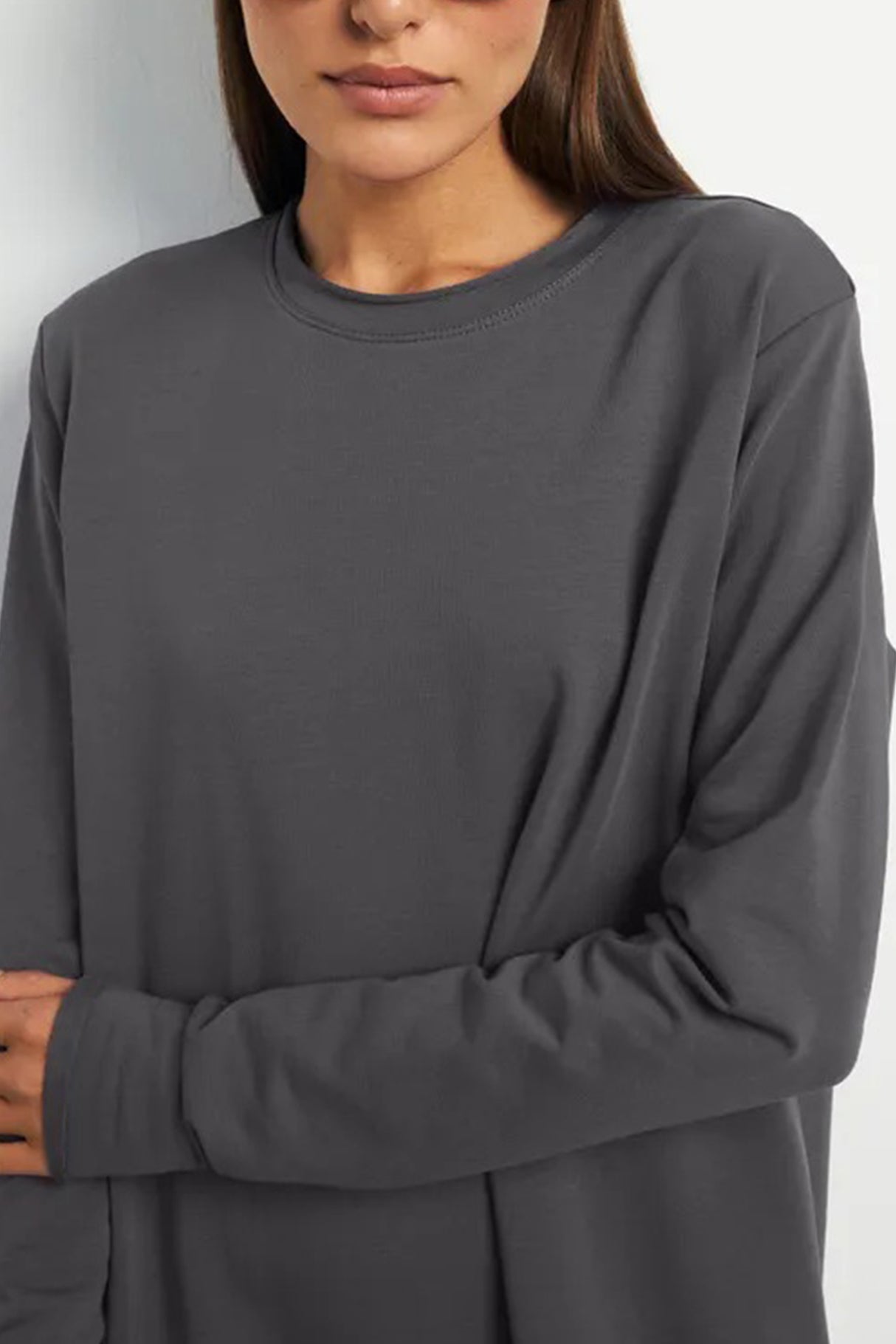 Crew Neck Long Sleeve Sweashirt Dress