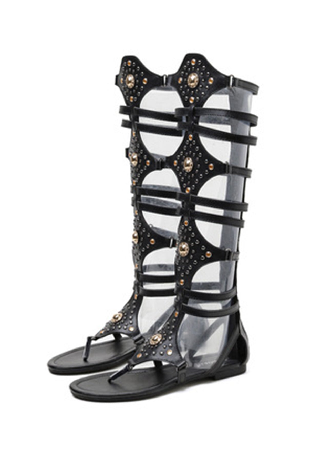 Rivet Zipper Gladiator Sandals