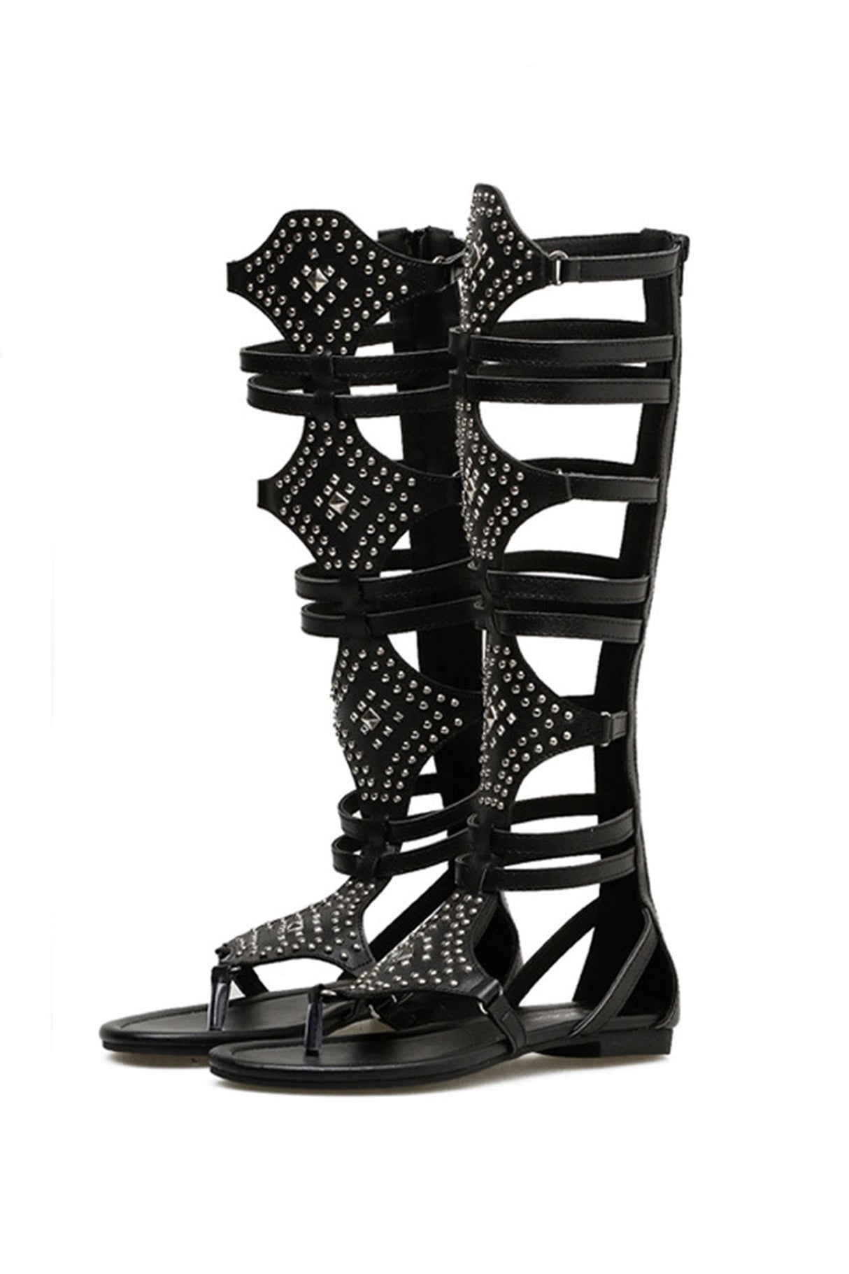 Rivet Zipper Gladiator Sandals