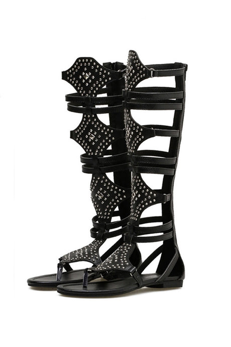 Rivet Zipper Gladiator Sandals