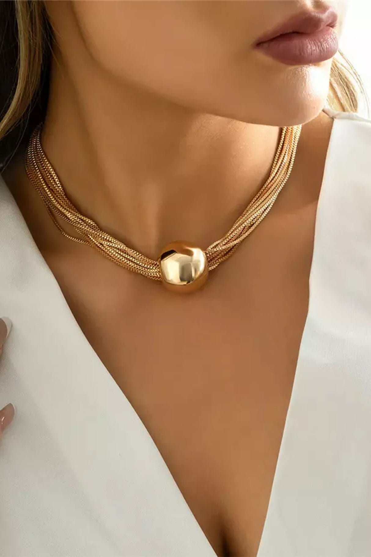 Ball Pendant Twisted Layered Necklace