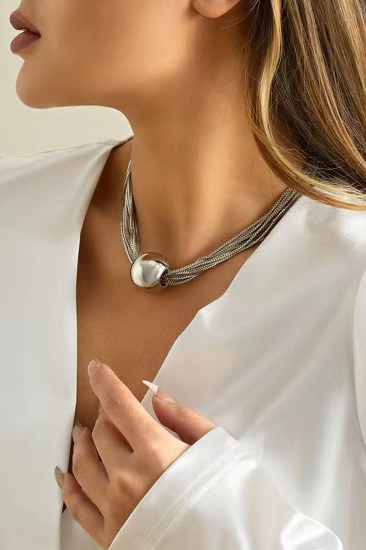 Ball Pendant Twisted Layered Necklace