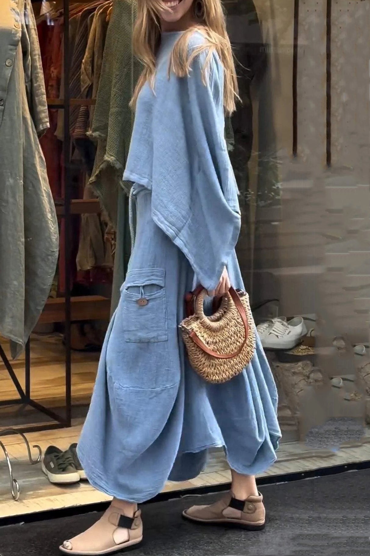 Arolora Bat Sleeve Loose Flowy Skirt Set