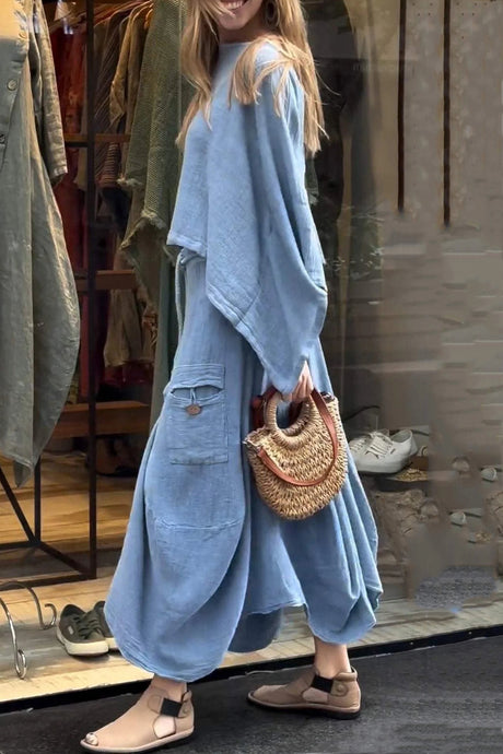 Arolora Bat Sleeve Loose Flowy Skirt Set