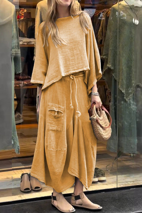 Arolora Bat Sleeve Loose Flowy Skirt Set