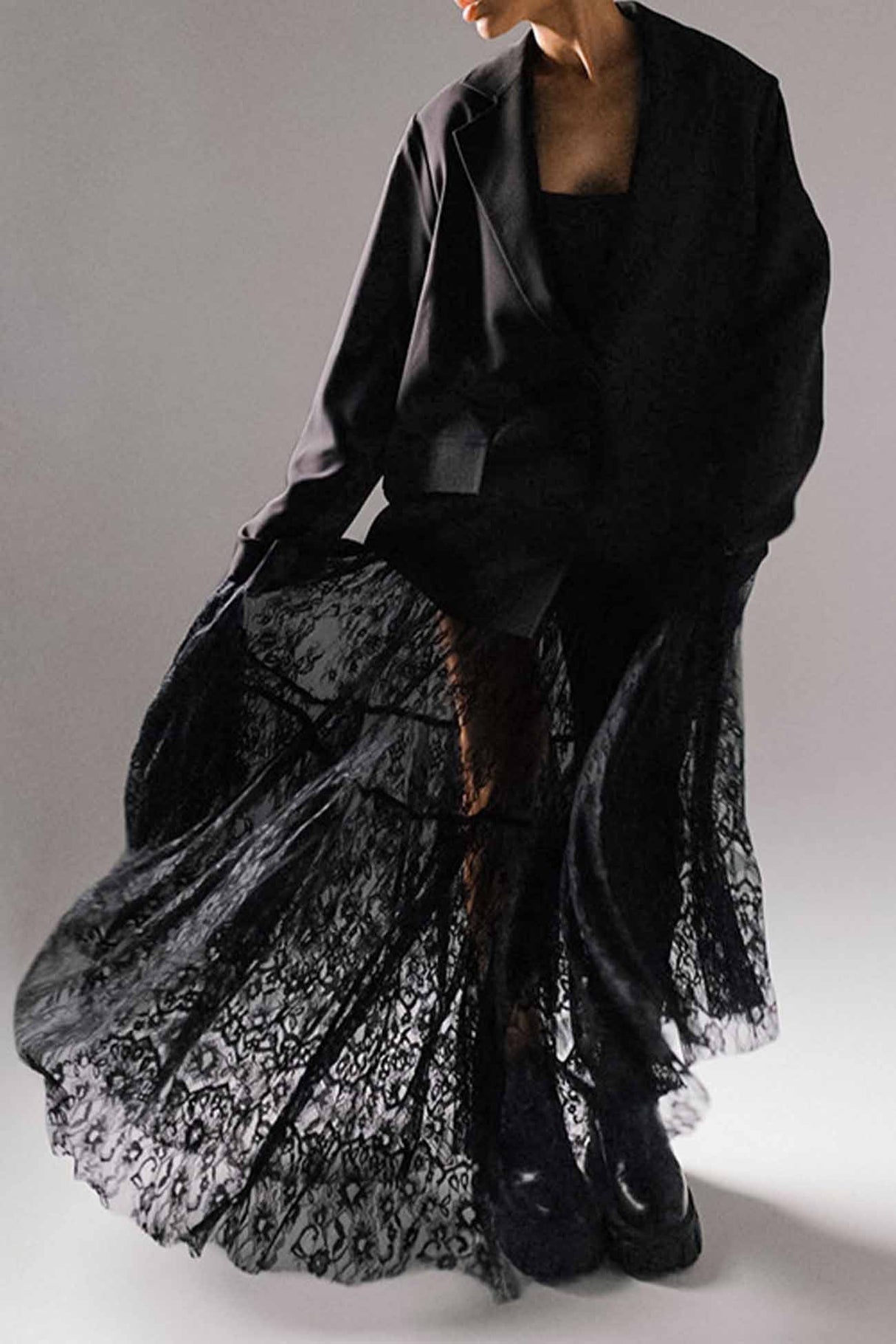 Sheer Lace High-Waisted Skirt