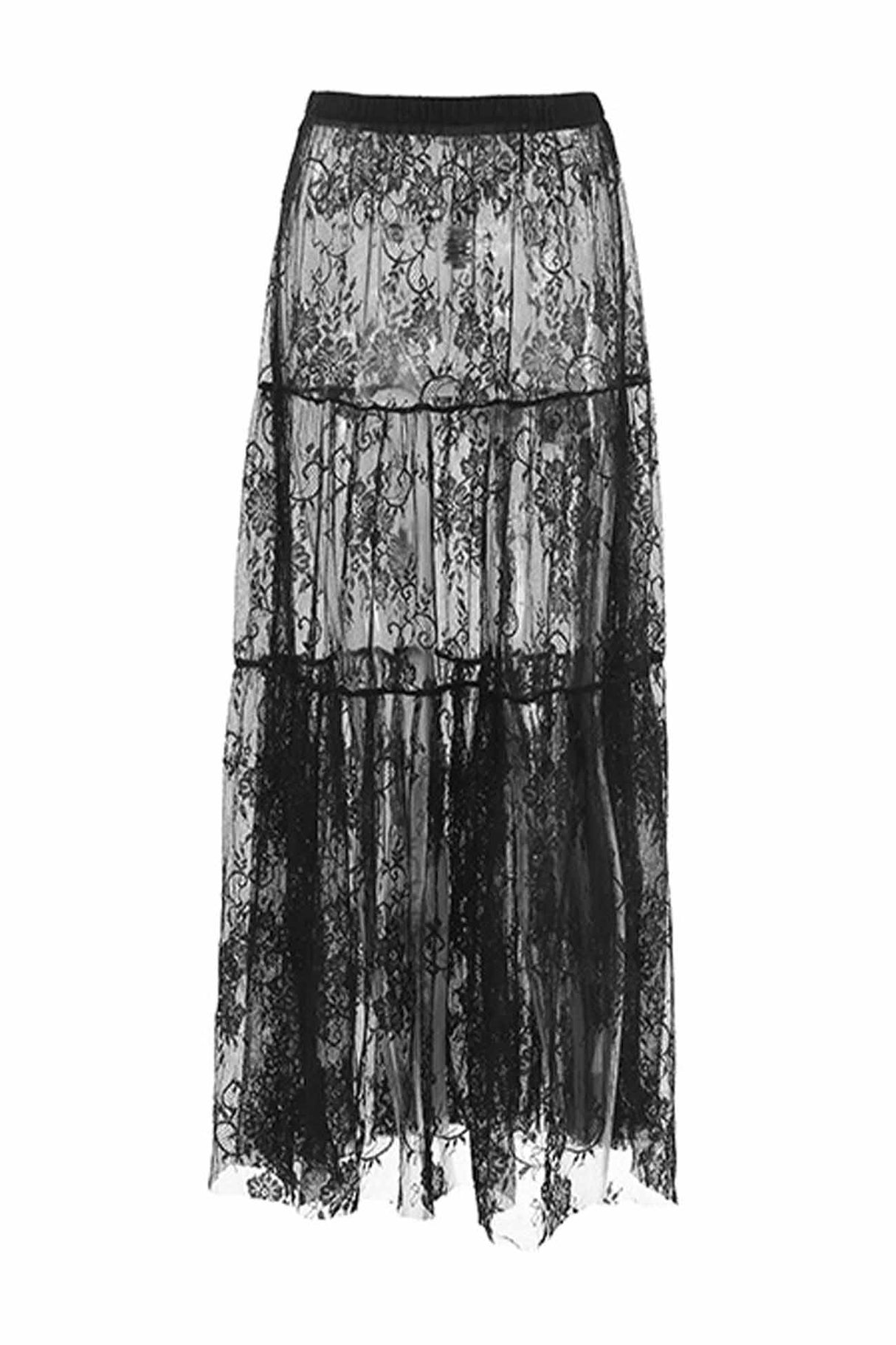 Sheer Lace High-Waisted Skirt