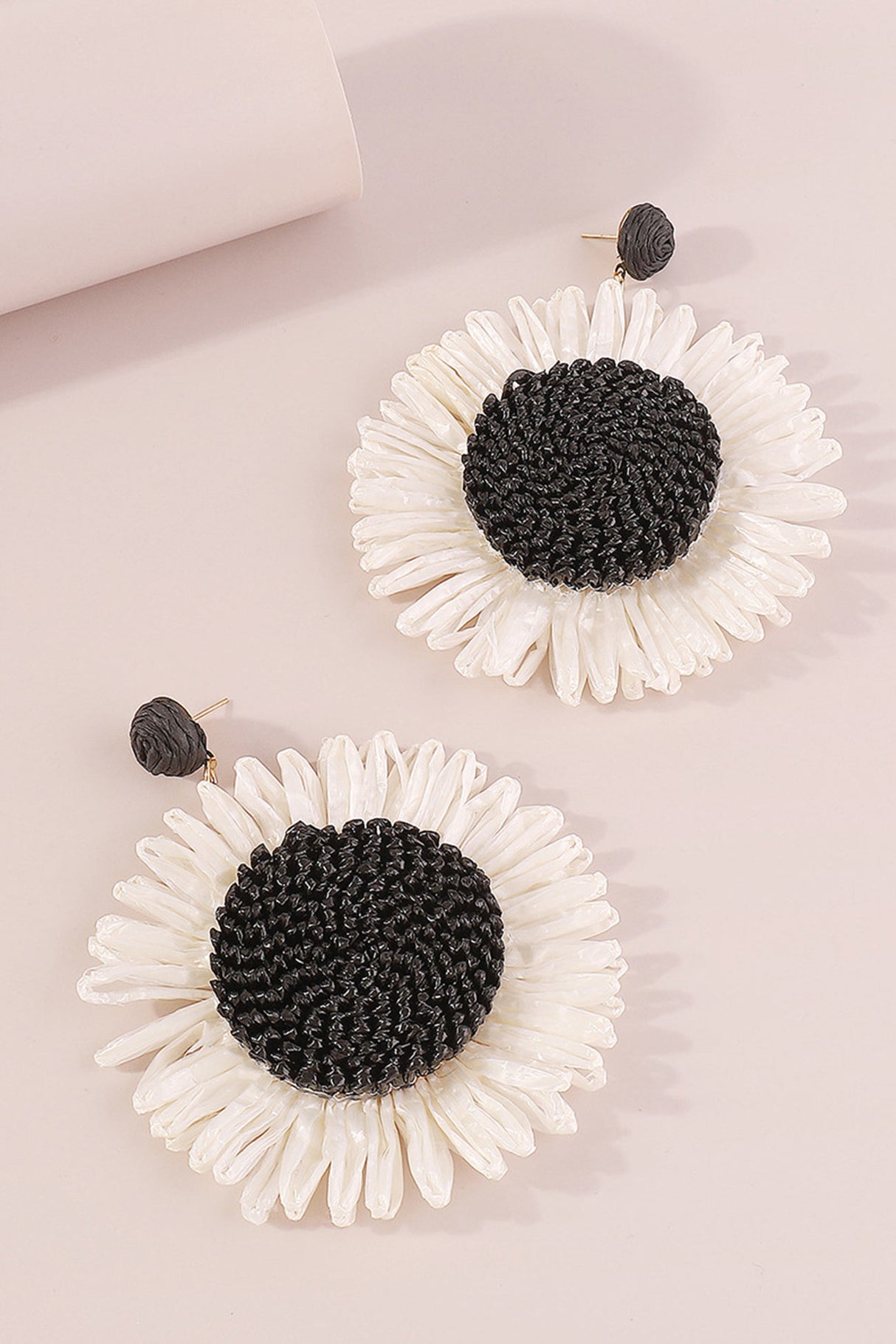 Bohemian Raffia Braided Floral Earrings