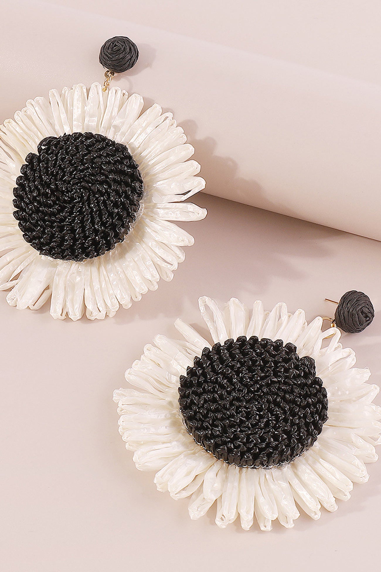 Bohemian Raffia Braided Floral Earrings