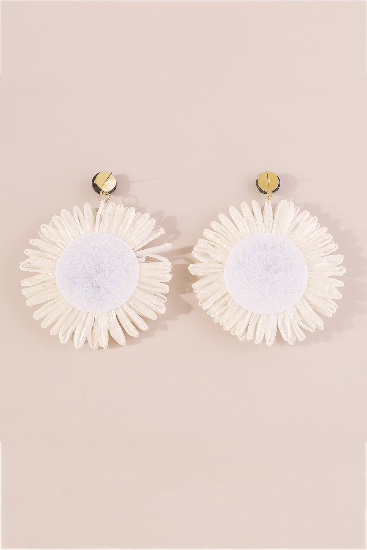 Bohemian Raffia Braided Floral Earrings