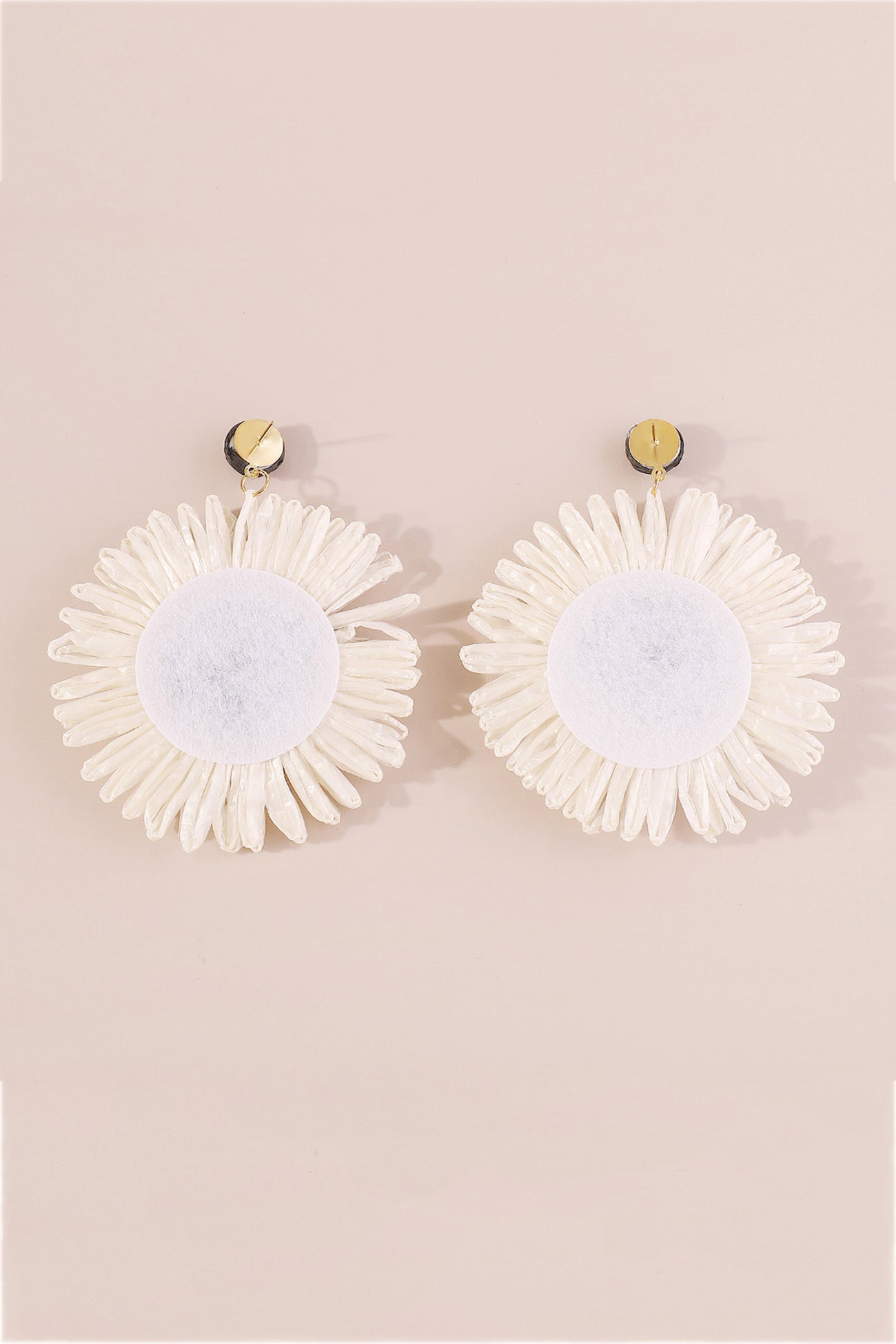 Bohemian Raffia Braided Floral Earrings