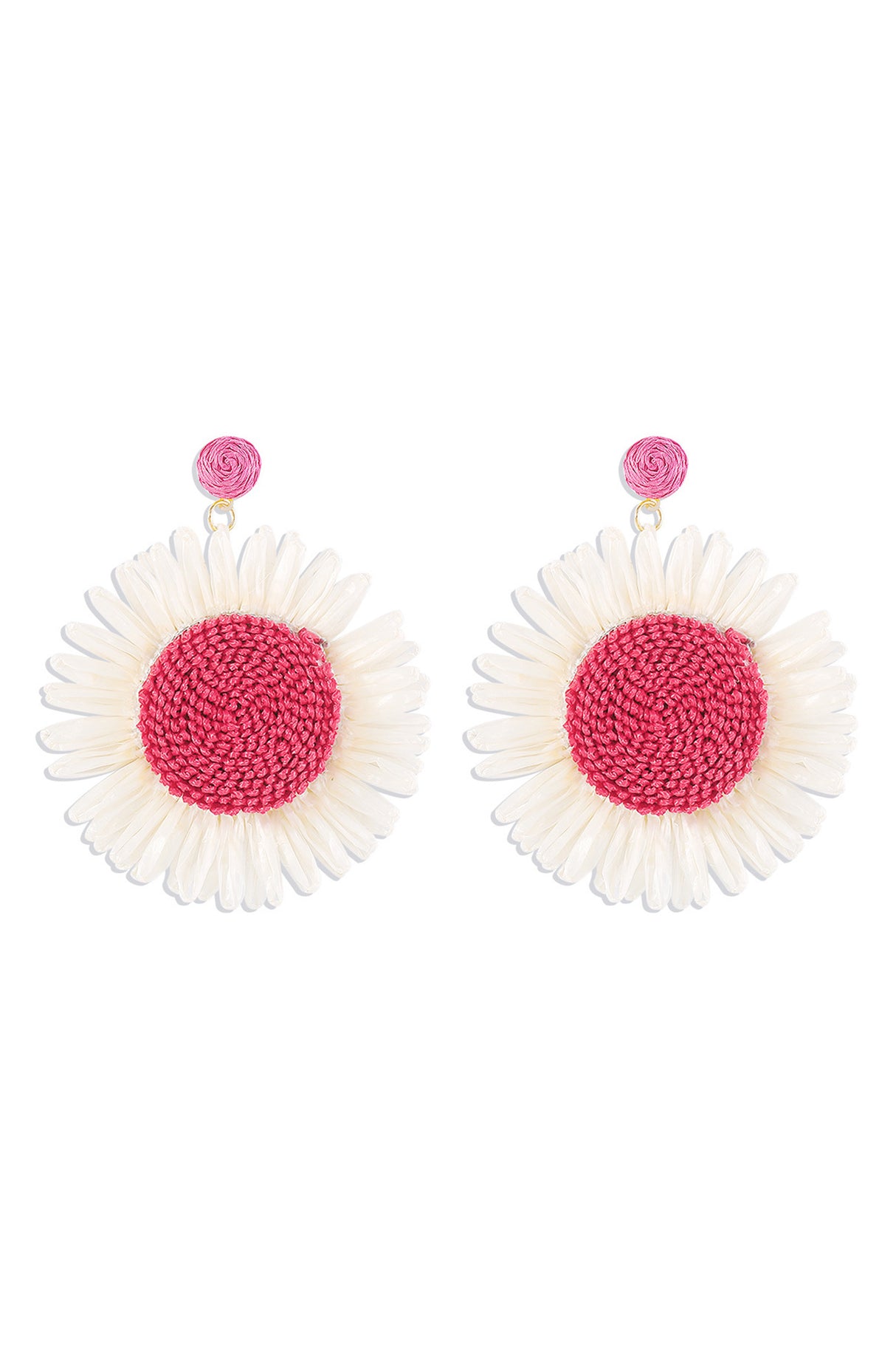 Bohemian Raffia Braided Floral Earrings