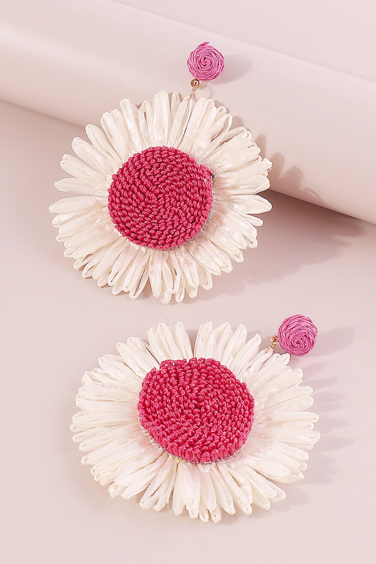 Bohemian Raffia Braided Floral Earrings