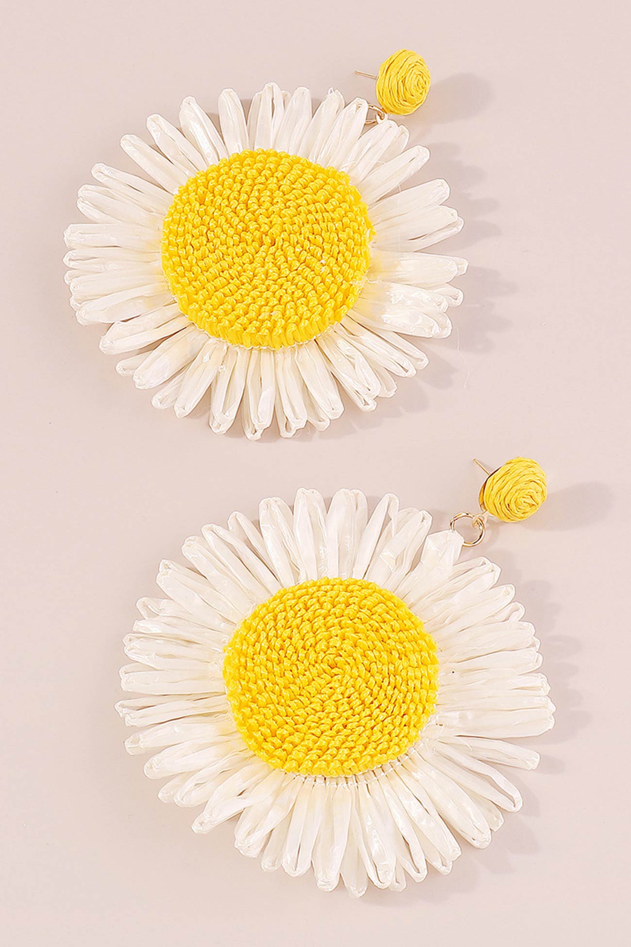 Bohemian Raffia Braided Floral Earrings