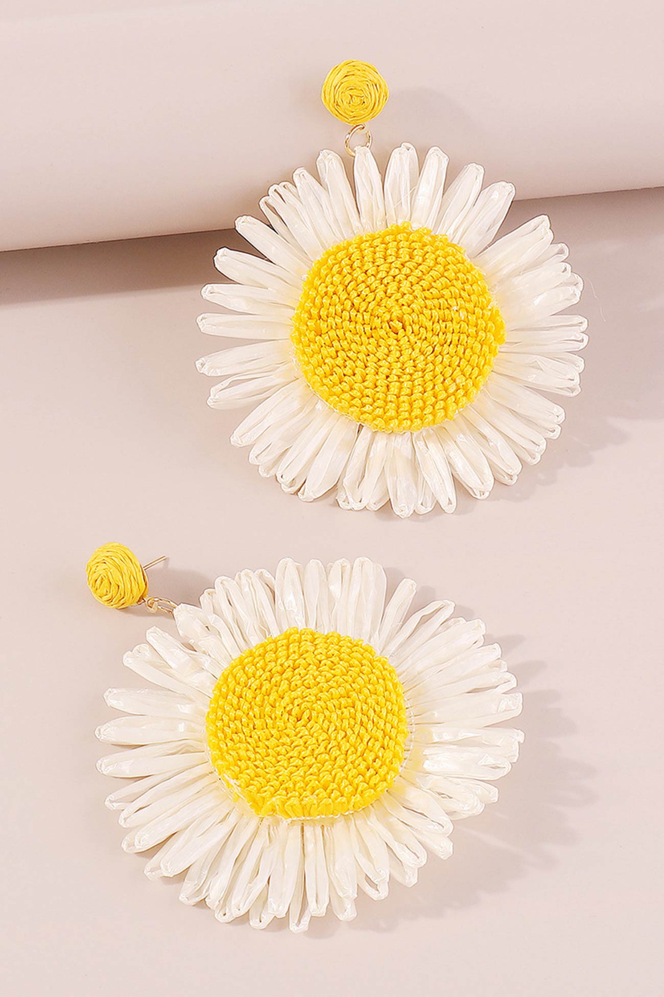 Bohemian Raffia Braided Floral Earrings