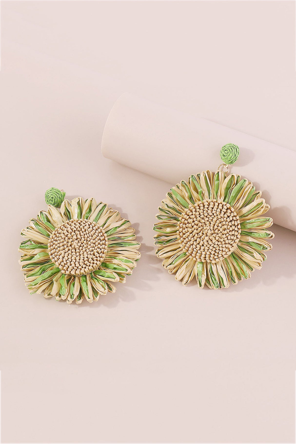 Bohemian Raffia Braided Floral Earrings