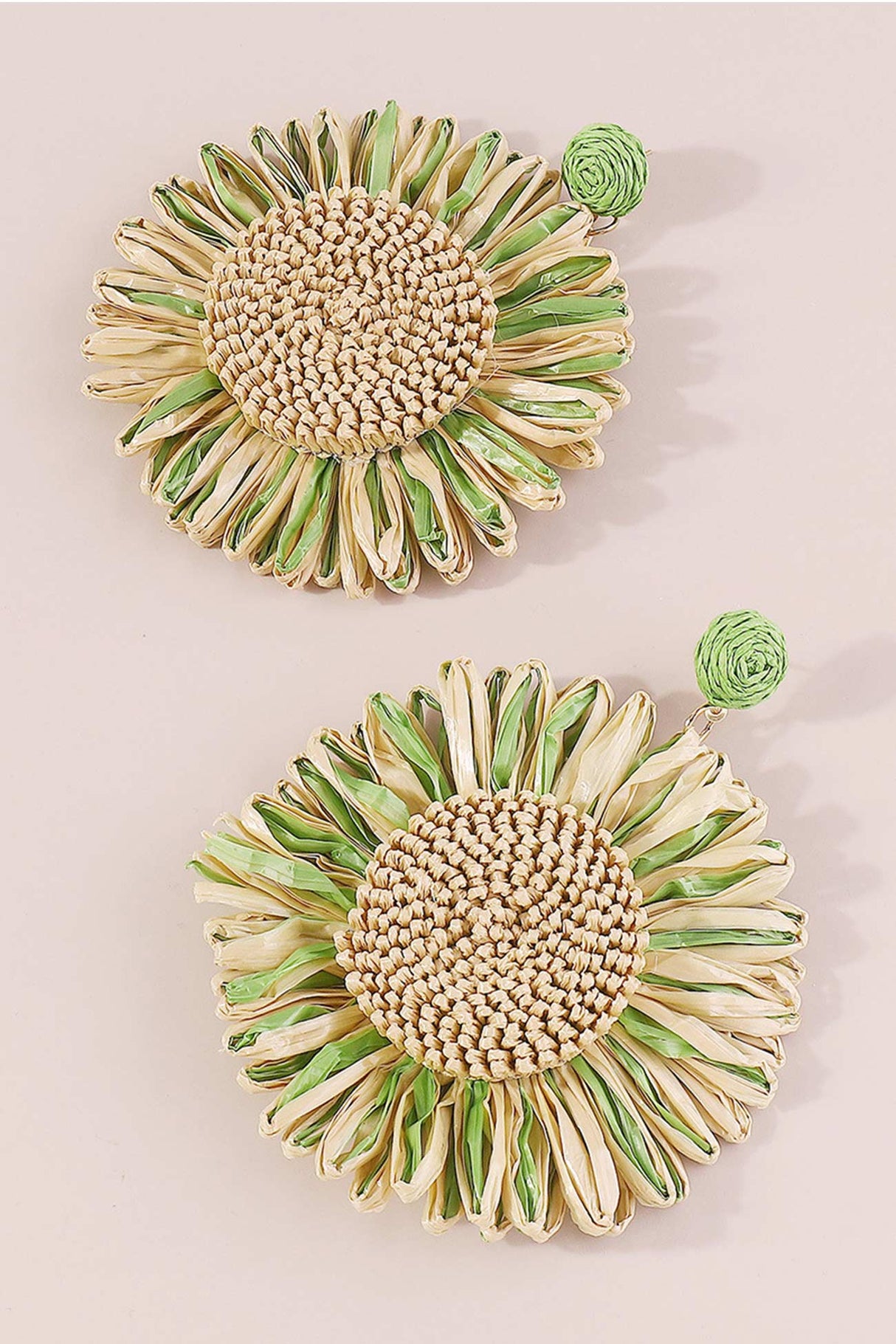 Bohemian Raffia Braided Floral Earrings