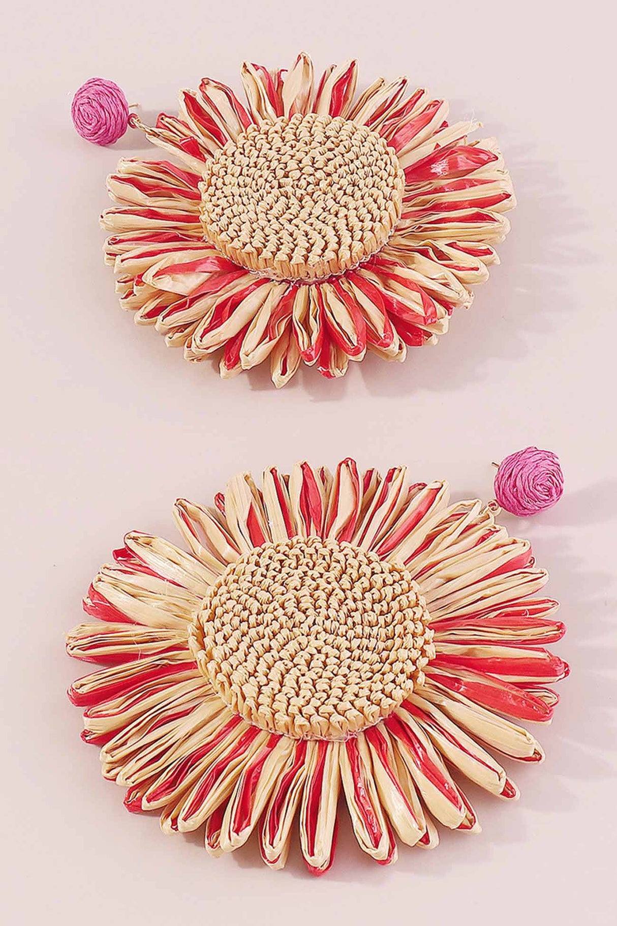 Bohemian Raffia Braided Floral Earrings