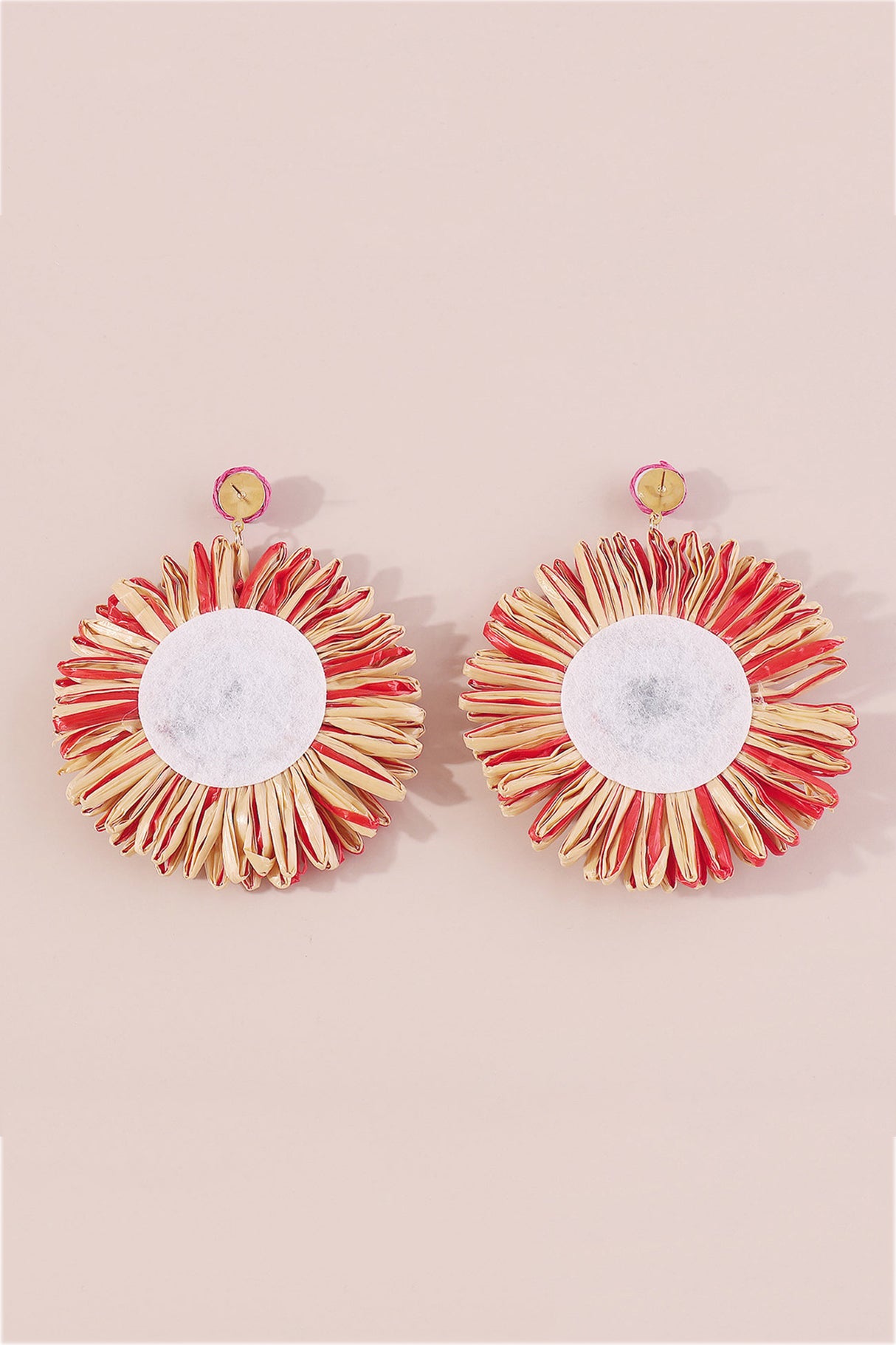 Bohemian Raffia Braided Floral Earrings