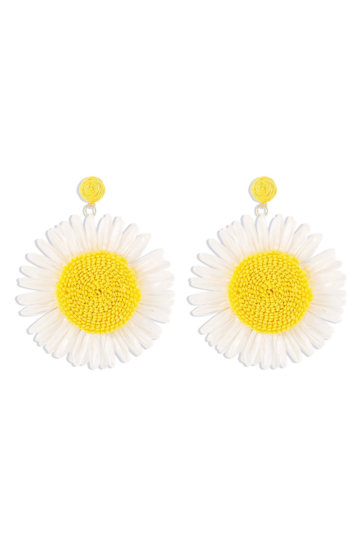 Bohemian Raffia Braided Floral Earrings