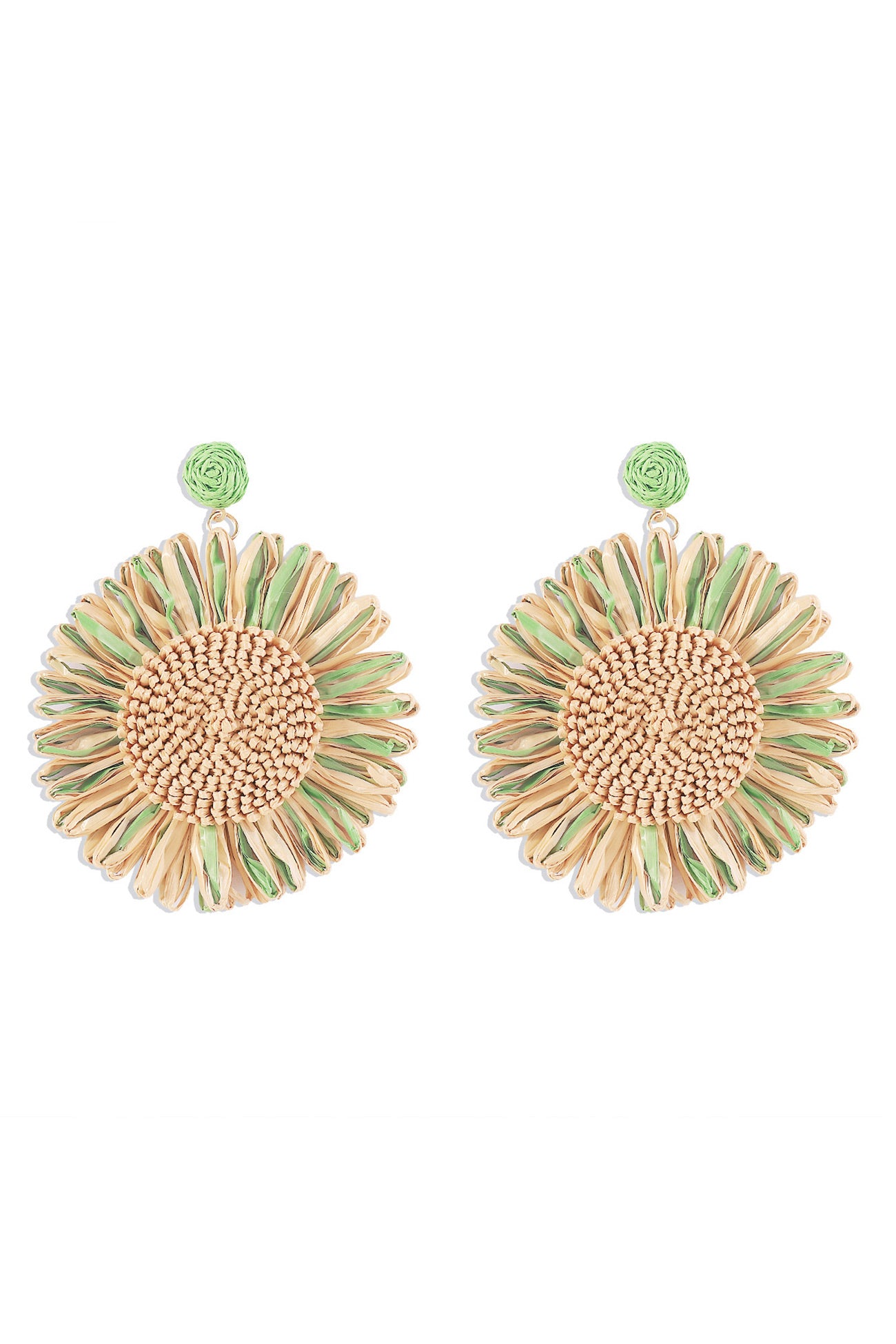 Bohemian Raffia Braided Floral Earrings