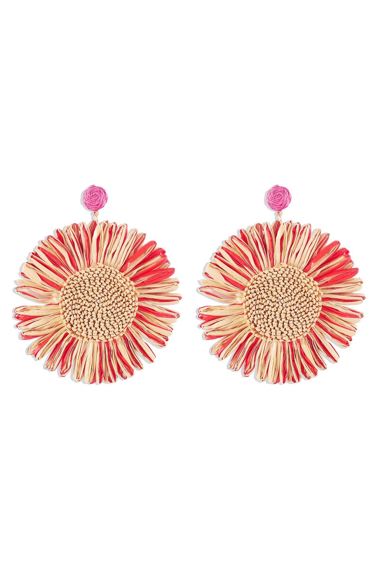 Bohemian Raffia Braided Floral Earrings