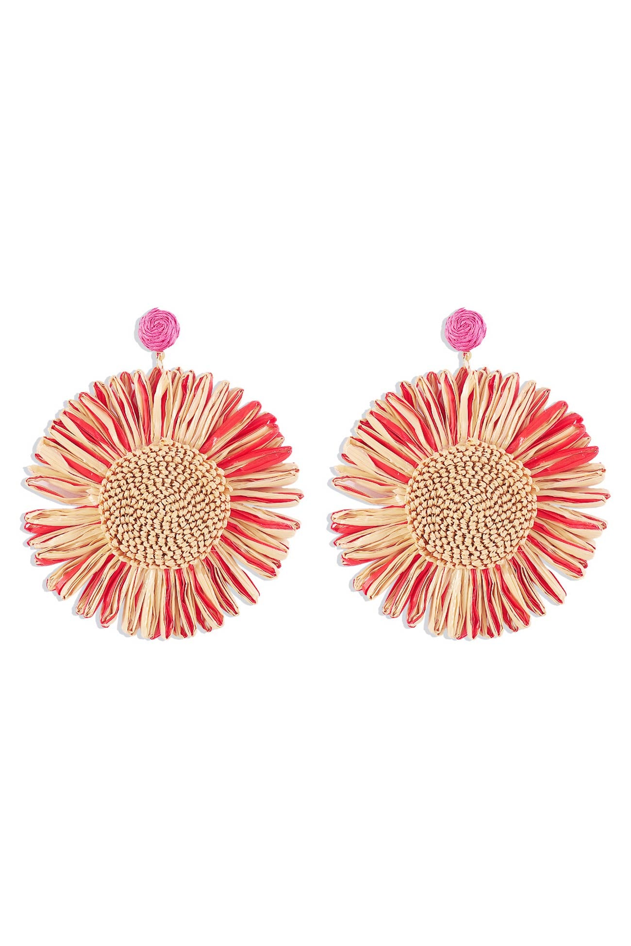 Bohemian Raffia Braided Floral Earrings