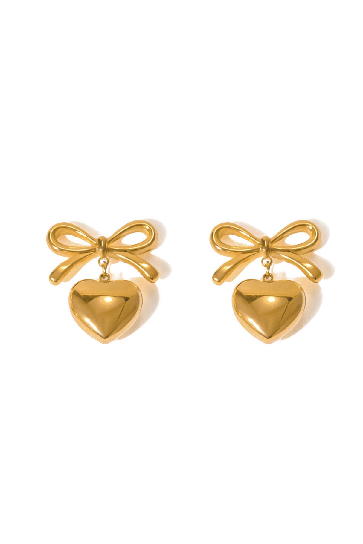 Bow Heart Stud Earrings