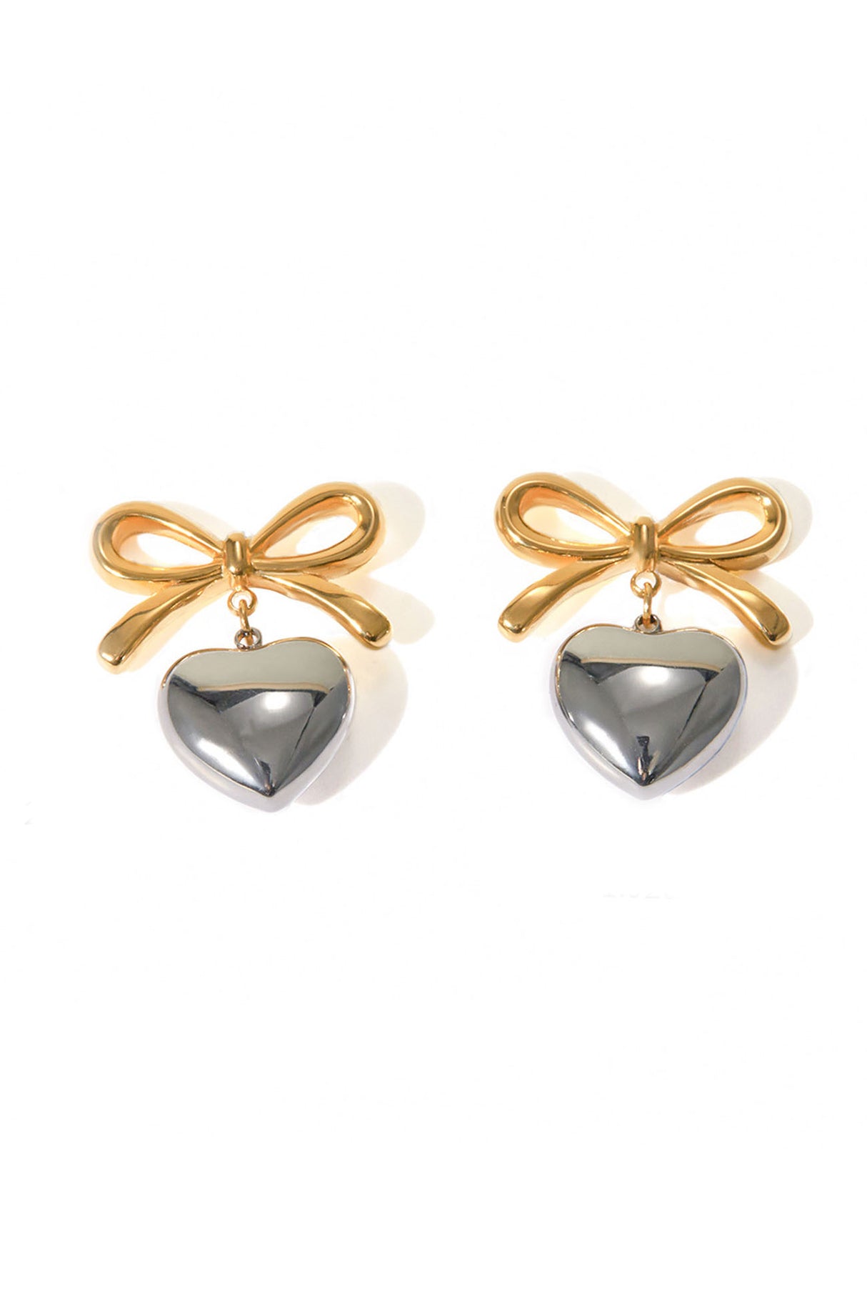 Bow Heart Stud Earrings