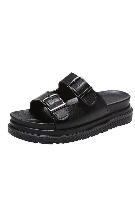 Buckle Platform Slide Sandals