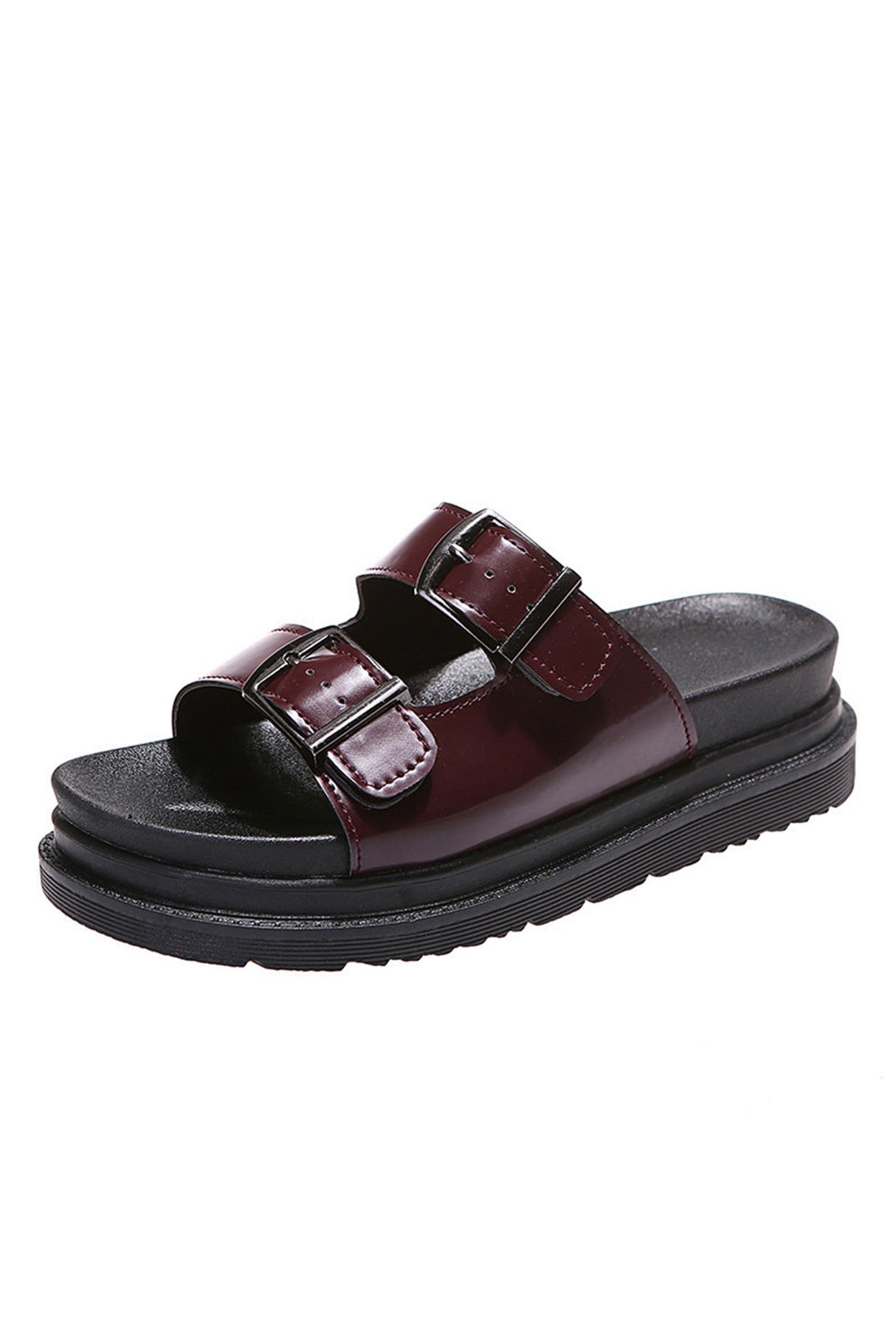 Buckle Platform Slide Sandals