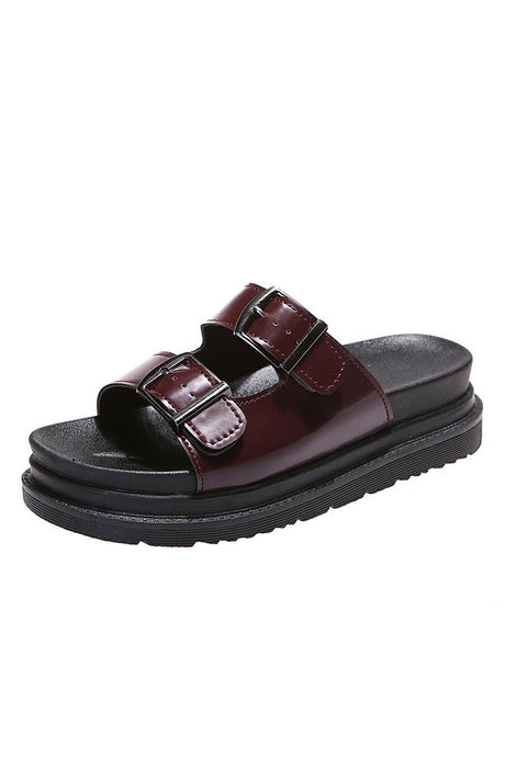 Buckle Platform Slide Sandals
