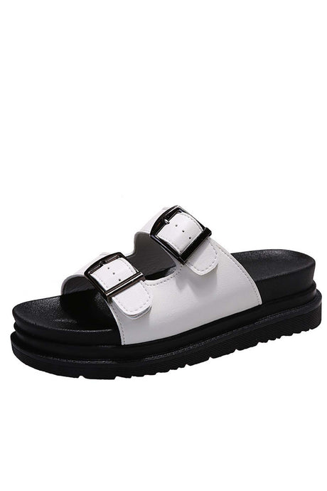 Buckle Platform Slide Sandals