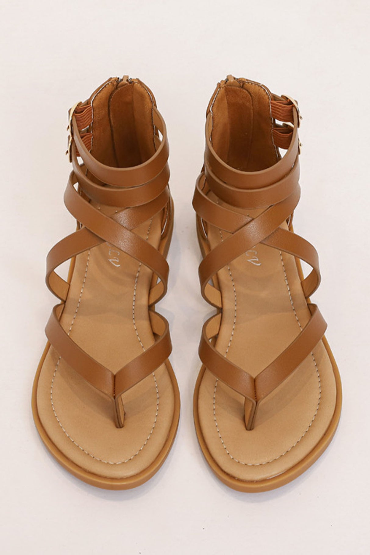 Buckle Ankle Strap Zipper Thong Sandals