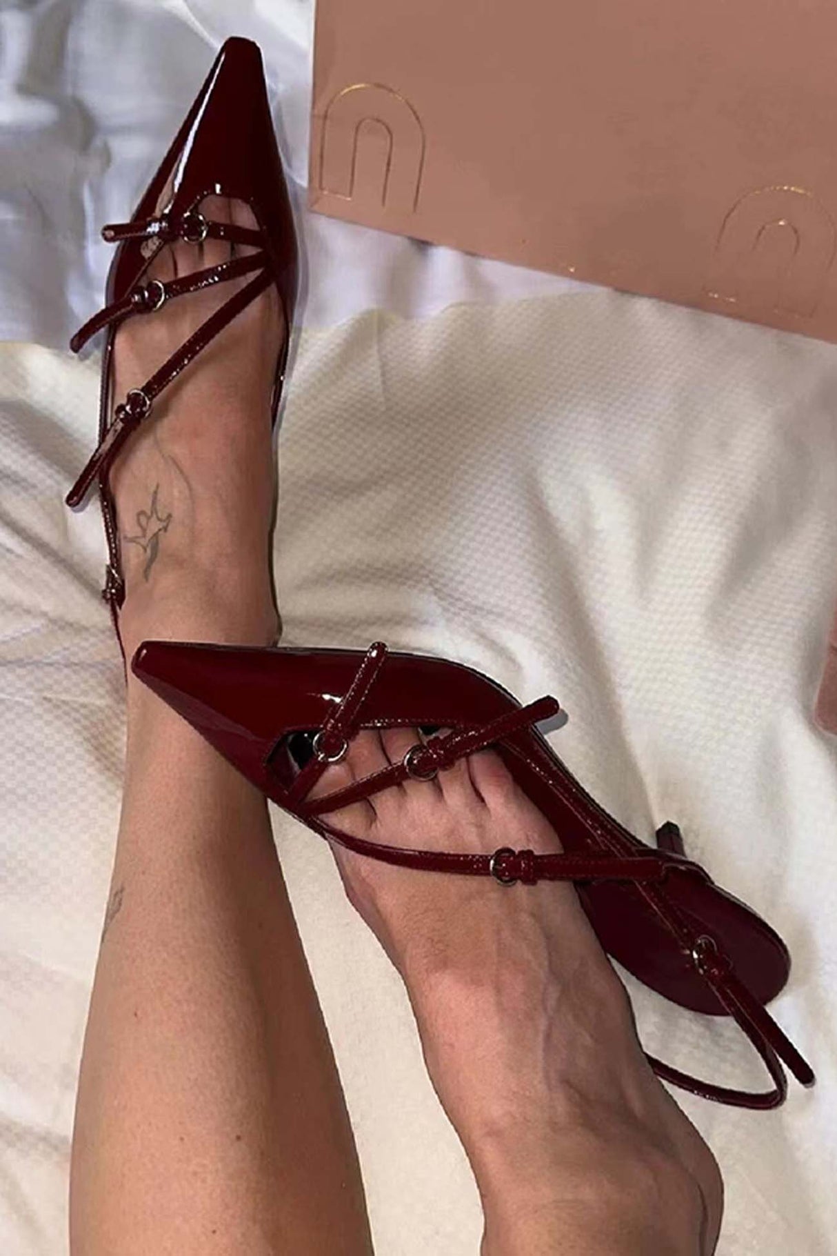 Buckle Pointed Toe Slingback High Heels