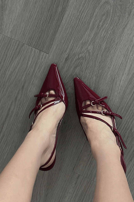 Buckle Pointed Toe Slingback High Heels