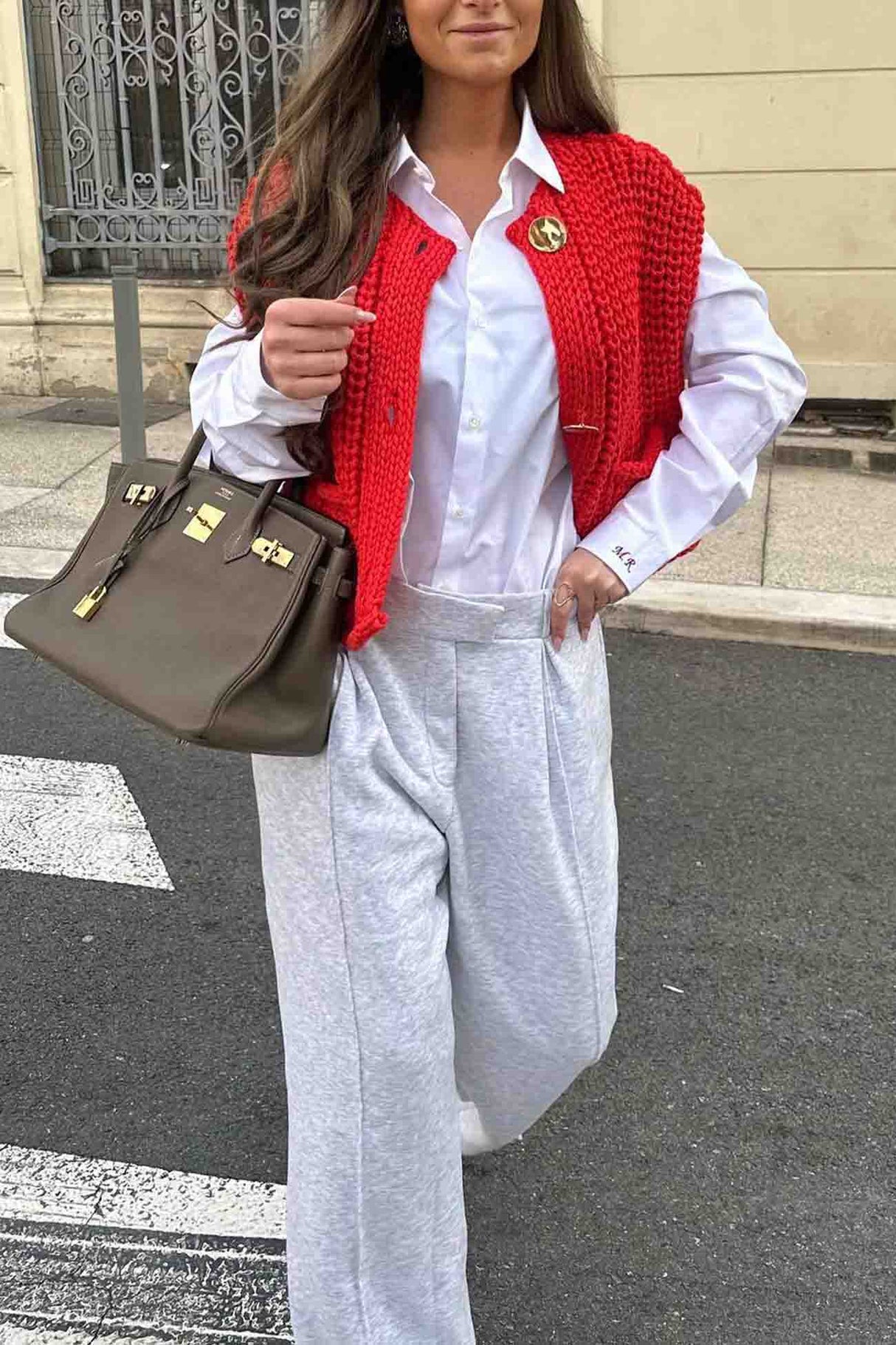 Arolora button-front-sleeveless-pocket-knit-cardigan