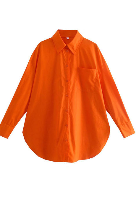 Candy Color Mid-length Cotton Blouse