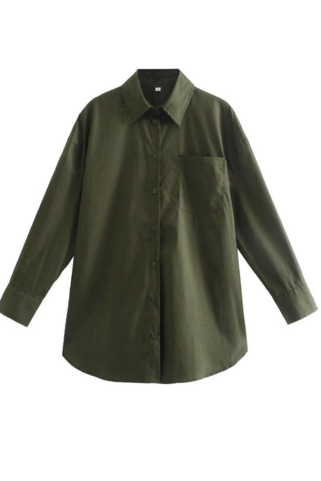 Candy Color Mid-length Cotton Blouse