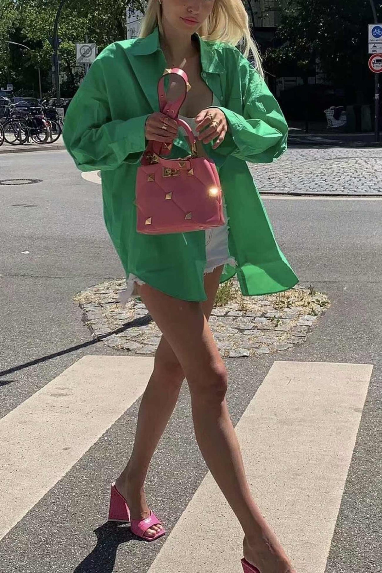 Candy Color Mid-length Cotton Blouse