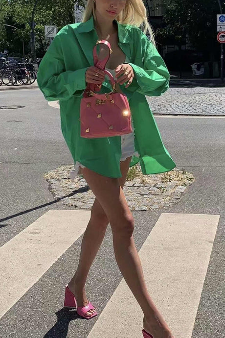 Candy Color Mid-length Cotton Blouse